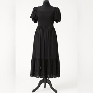 Seen Worn Kept Black Midi Dress with Lace Detail